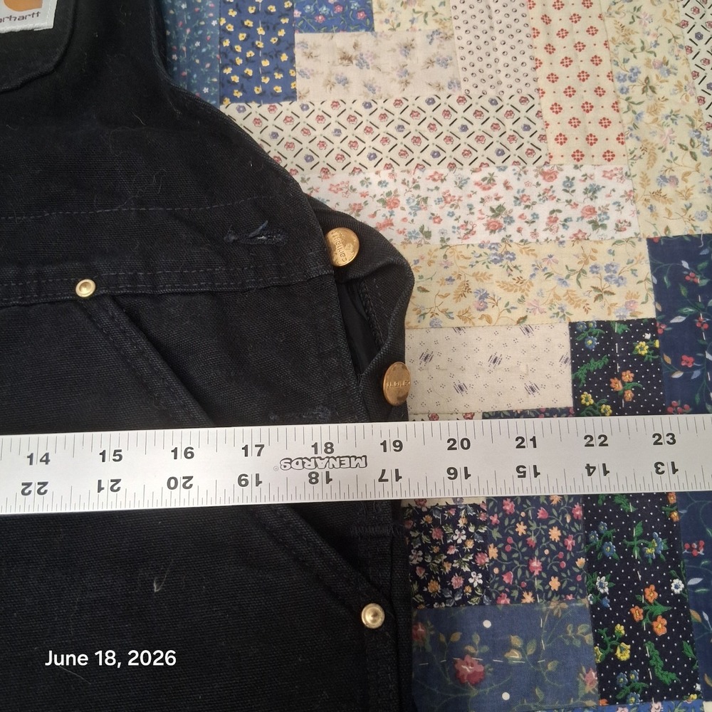 Vintage 2002 Carhartt R03 BLK Insulated Black Double Knee Overall Bibs Sz 32x32 - Picture 10 of 15